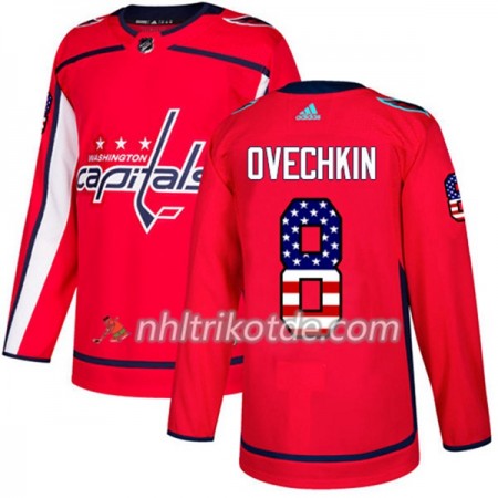Washington Capitals Trikot Alex Ovechkin 8 Adidas 2017-2018 Rot USA Flag Fashion Authentic - Herren